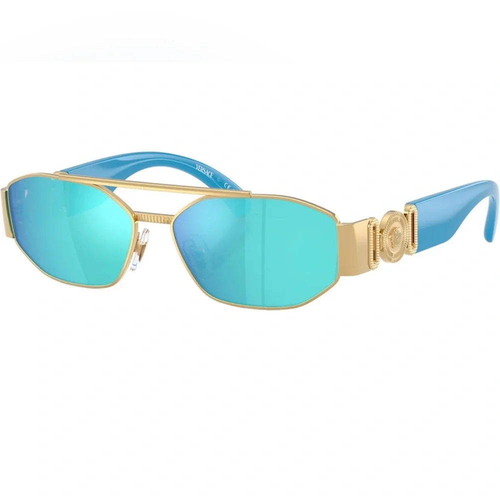 Versace Gold Frame Sunglasses with Aqua Blue Lenses 0VK2003 - Picture 2 of 6